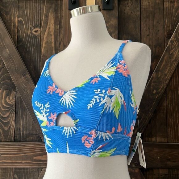 JESSICA SIMPSON Adjustable Cropped Cami Bikini Top CASPIAN MULTI Beach Vibes - Picture 5 of 12